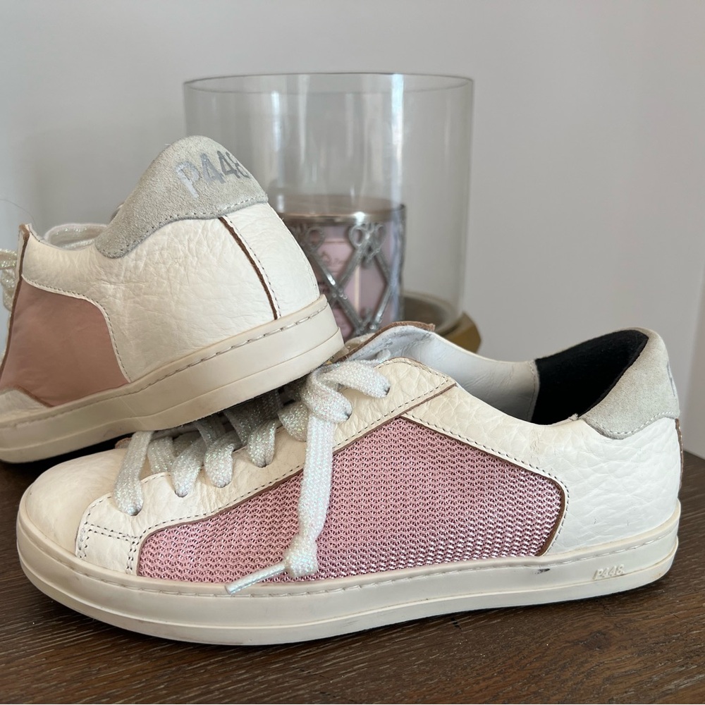 P448 Johnny low top sneakers jolly Polly pink and white -37 - Picture 10 of 11